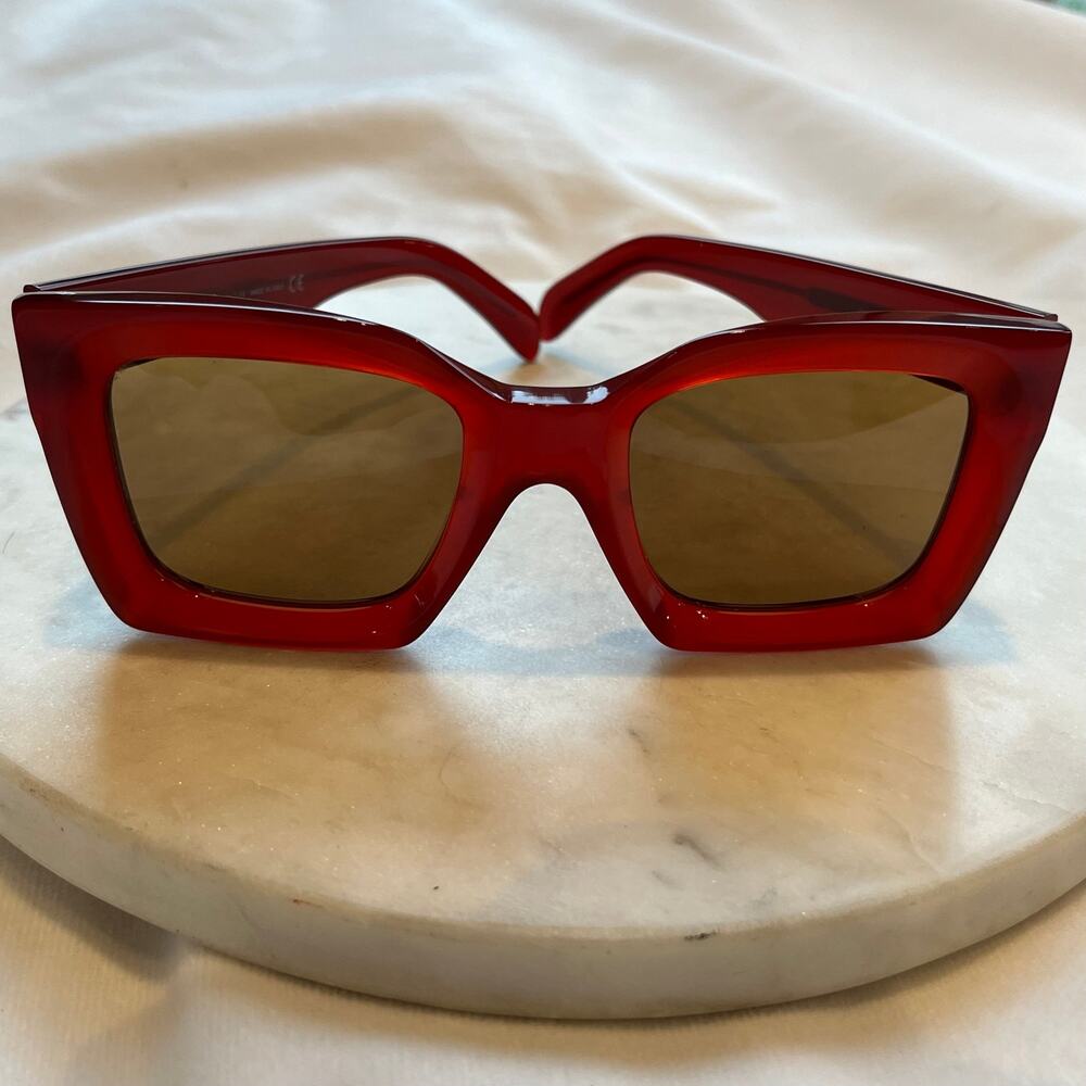 CELINE CL401301 Cherry Red Square Sunglasses TS